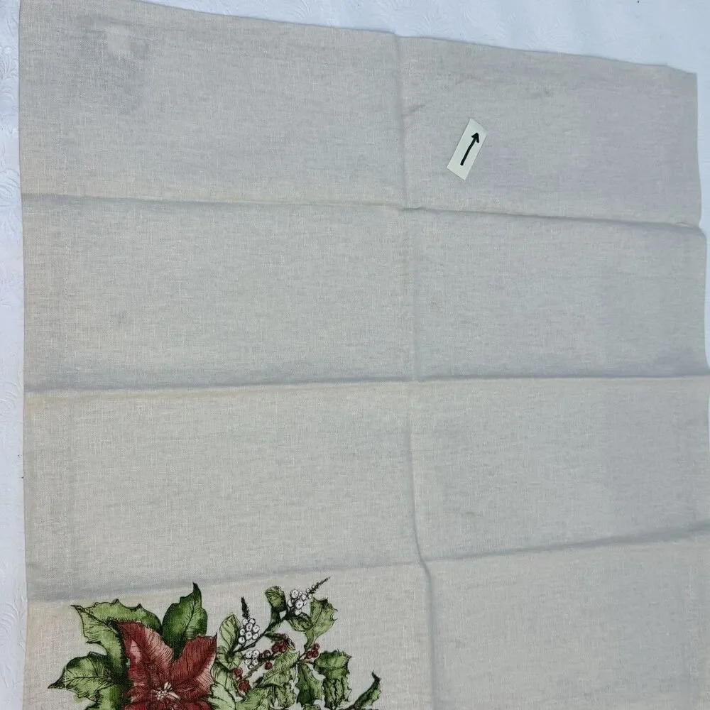 6 Pottery Barn Poinsettia Linen Blend Napkins